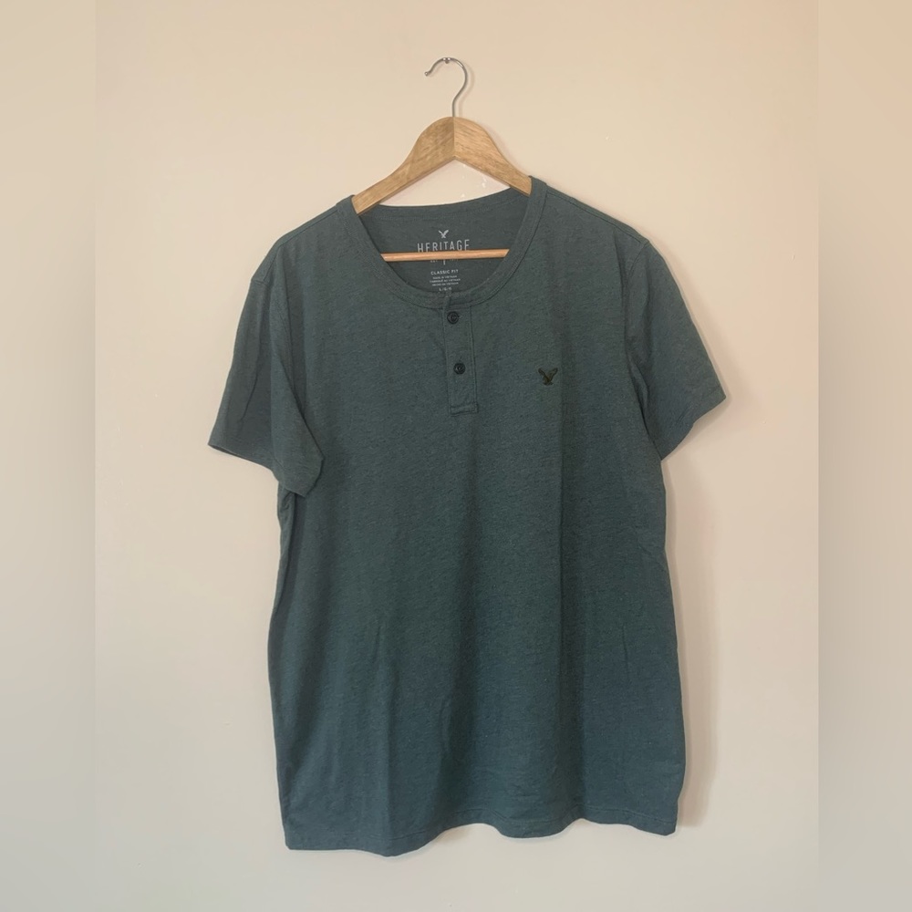 American Eagle Hunter Green Classic Short Sleeve Tee Shirt Size Large